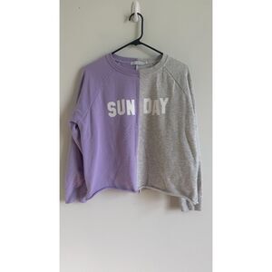 South Parade Women’s Medium Sun Day Sweatshirt Purple Gray Colorblock Cropped